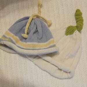 Set of 2 Hand-Knitted Baby Beanies – Alpaca Blend – Heirloom Quality
